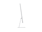 银色 iMac 的侧面外观，带有 3.5 毫米耳机插孔，纤薄紧凑的显示屏置于底座之上，呈倾斜状态，机身侧面为深银色，底座为浅银色。