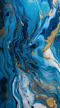 【AI数字艺术】翡翠宝蓝色大理石鎏金液体流动抽象背景图片下载