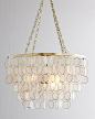 Aurora 3-Light Capiz Shell Golden Chandelier