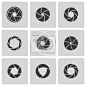 Vector black camera shutter icons set #镜片 / 镜头#