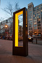 Outdoor freestanding illuminated directional pylon sign, Washington DC, USA