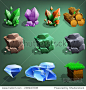 Resource icons for games. Vector illustration.