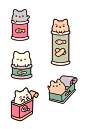 Can Cats - Character Design and LINE stickers : Can Cats concept is a spin-off of Cat Egg Ori Characters. These canned cats loves living in a can instead of eggs that their Cat Egg relatives like. They are also living in a magical cat grocery in which a c