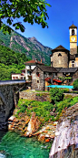 The stunning village of Lavertezzo in the Ticino region of Switzerland.: 