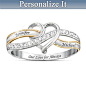 "Our Love For Always" Heart Diamond Ring With Engraved Names: 