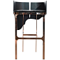 Contemporary Lava Bar Stool in Rose Gold, Leather and Bronze For Sale