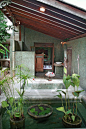 LIKE - downstairs bathroom can be partially under roof like this but also open to exterior & pool use DISLIKE - ignore front tub, lotus pool: