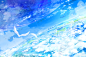 Anime 2500x1650 blue clouds anime sky