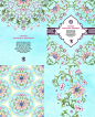 中国风蓝粉色装饰花纹花朵卡片邀请函EPS矢量设计素材-淘宝网