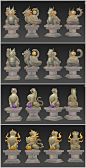 游戏美术素材 仙侠神兽玄武白虎石台雕像雕塑角色场景3D模型 3dmax源文件 CG原画参考设定