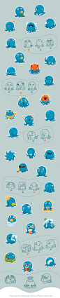 VKontakte Octopus Otto Sticker Set  : Octopus Otto Sticker set for social network "VKontakte"