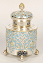 茶壶和咖啡壶Imperial Russian Faberge silver  enamel tea caddy