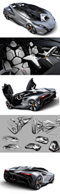 Lamborghini Perdigon - Great supercar design sketches & 3D: 