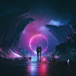 General 1500x1500 beeple digital art 3D neon ravine couple ImagineDragons stars