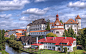 城市捷克共和国捷克共和国城堡房子建筑学河天空云彩。