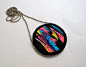 Multicolored embroidered pendant necklace with by AnAstridEndeavor