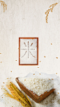 大米米饭古风稻田有机种植H5背景素材