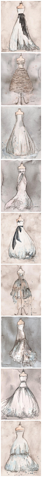 Lauren Maurer作品。水彩婚纱礼服。每件都 #采集大赛#
