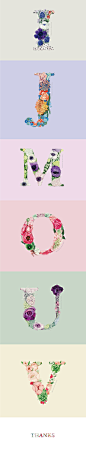 A to Z Floral Alphabet : 2013年我與花藝師朋友創立Flower & Card 花藝設計品牌，不僅在特殊節日推出花禮卡片組合，也為新人打造量身打造婚禮視覺與佈置，也因為這樣，我開始花卉字體的系列創作。I love typography and floral illustration when I was art school student. I started floral alphabet project from 2013, the year I establish