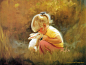 金色童年, 法国画家 Donald Zolan 儿童水彩画集（一） - 温柔时刻 -  天使般小女孩手绘图片9
