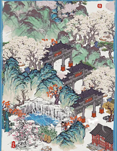 一颗香菜喵采集到国风（插画类）