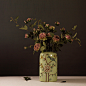 创意现代简约手绘花鸟中式家居软装饰花瓶  手工艺品陶瓷摆件
