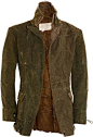 GREG LAUREN  Green Duffle Bag Coat  Reconstructed cotton canvas jacket with peaked lapel and front flap pockets made from vintage military duffle bags.