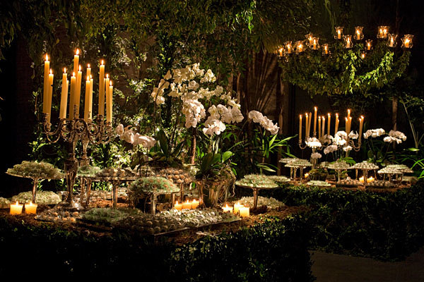 婚礼布置-白绿色乡村风加上浪漫的蜡烛