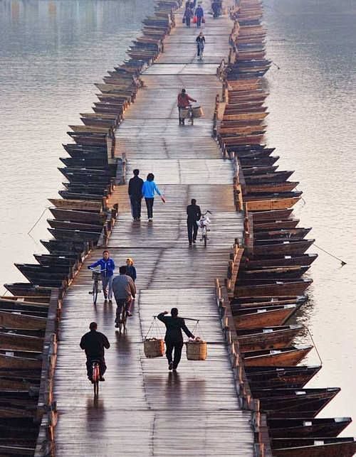 浮船的桥，中国