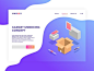 gadget unboxing isometric vector of box landing page