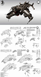 Concept art of vehicles and aircraft