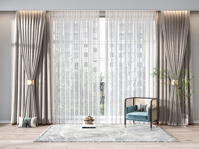新中式窗帘 vr-室内设计-拓者设计吧