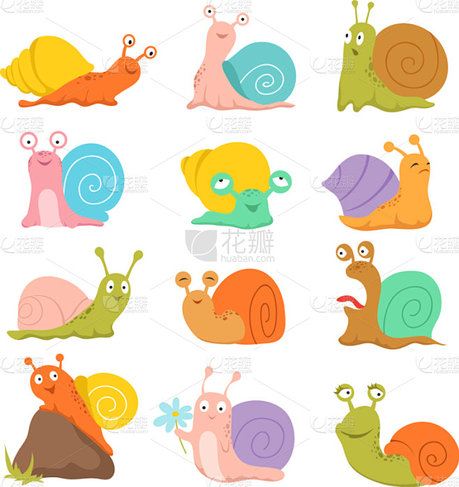 可爱的,法式蜗牛,鼻涕虫,软体动物,卡通...