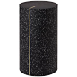 Black Concrete Rubber Cyl Side Table With A Brass Inlay