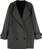 灰色独特宽松西装款中长毛呢大衣外套（多色）-最搭配