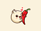 Steamed Bun and Red Pepper bao friends love cartoon kawaii lovely hugging adorable cute logo illustrative character mascot happy red pepper dimsum china chinese food steamed bun