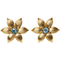La Perla Garden Jewels Gold & Light Blue Topaz Flower Earrings