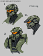 Fred- 104 early concept for Halo 5, Kory Hubbell : These are the result of me exploring the idea of Fred's armor/costume early on. Robogabo ended up designing the final spartan teams, but these were super fun.