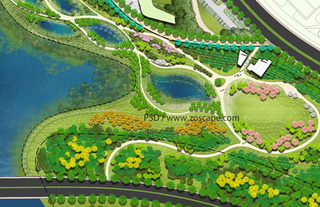 城市滨水生态湿地公园-带状湿地景观绿化带...