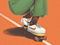 Skate orange skateboarding skater skateboard clean texture design art illustration
