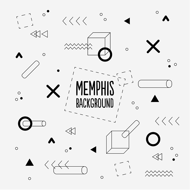 孟菲斯Memphis几何插画封面背景极简...