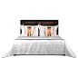 艾布之家软装样板房现代新中式米白色肌理橙红色平安扣吊穗床品-淘宝网