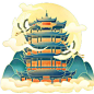 春节中国风传统现代建筑-黄鹤楼