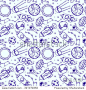 beautiful seamless pattern with planets, astronauts and constellations. hand-drawn illustration