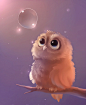 Baby owl brown cute bubble
