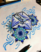 欧美school钻石纹身图案手稿