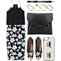 A fashion look from March 2014 featuring black tank, floral print skirt and black studded shoes. Browse and shop related looks.
