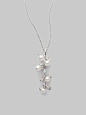 Mikimoto White Round Cultured Pearl Diamond 18k White Gold Necklace in Silver | Lyst