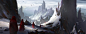 场景气氛 山石 概念图 原画 CG  游戏概念设计欧式场景 雪山