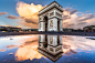【美图分享】Loïc Lagarde的作品《Arc de Triomphe puddle mirror with a cloudy sky》 #500px#